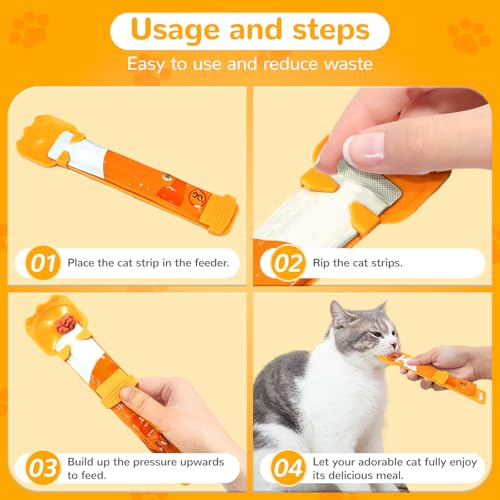 BAEJMJK 4pcs Cat Strip Feeder Sliding Pet Cat Treat Spoon Squeeze Lickable Treat Feeding Dispenser for Cats Liquid Snack and Wet Food - color: 4pcs spoons