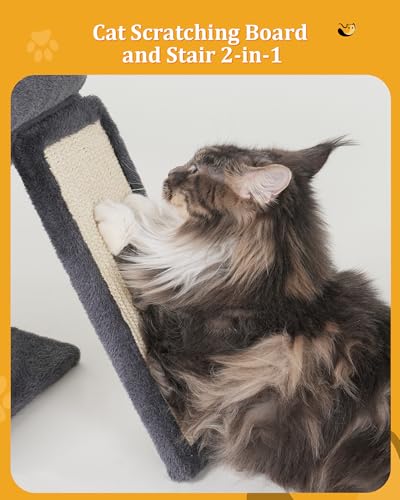 Aechonow Cat Tree for Large Cats, 20x16.5 Perch Bed for Adult Senior Cats - color: L—14''Dark Grey
