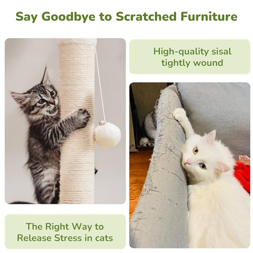 Woochpet Funny Cat Scratching Posts Sturdy Scratcher Posts 23'' Off White - color: Off White, size: 23‘’