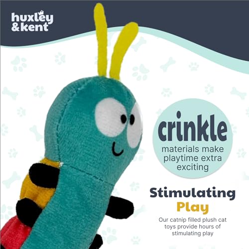 Huxley & Kent Plush Cat Toy - Interactive Catnip Toy for Cats & Kittens - Soft with Crinkle & Catnip - Fun Indoor Play - Caterpillar - style: Caterpillar