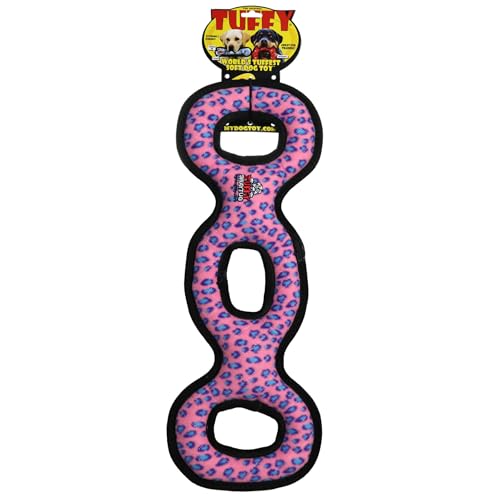 TUFFY® 2 Pack Ultimate 3WayTug Ultra Durable Plush Dog Toys - color: 2PK Pink Leopard 3Way Tug