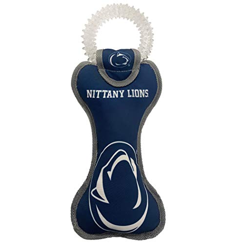 Pets First NCAA Penn State Nittany Lions Dental Dog TUG Toy with Squeaker. Tough PET Toy for Healthy Fun, Teething & Cleaning Pets Teeth & Gum - color: Penn State Nittany Lions