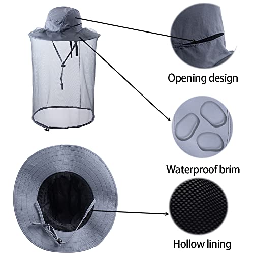 Head net hat Beekeeping Beekeeper bee Veil hat Hunting Netting mesh Hood Cap bee Keeper Catcher Halloween Costume Dark Grey - color: Dark Grey