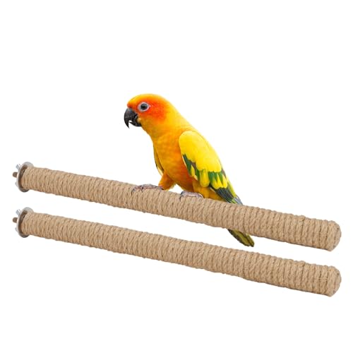 Hypeety Bird Perch Stand Natural Wood Parrot Hemp Rope Perch, 11.81''/30cm