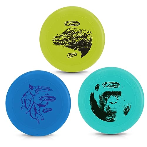 Wham-O Frisbee Cool Flyer - 130 Grams -9.95" Flying Disc - Disc Golf - Lightweight Durable Disc Set - color: 3 Pack ( Grey + Green + Blue )