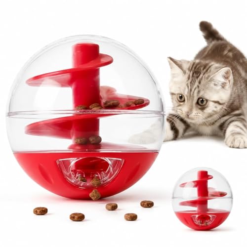 Cat Slow Feeder Puzzle Ball - 2 * 2in Interactive Treat Dispenser Toy for Cats, Helps Relieve Boredom, Promotes Healthy Eating, Reduces Fast Eating, Cat Food Puzzle Ball