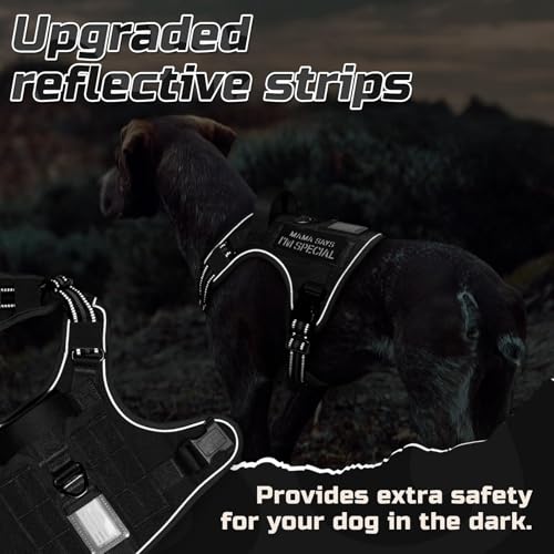 rabbitgoo Tactical Dog Harness for Large, No Pull Military Service Vest - color: Black, size: Large