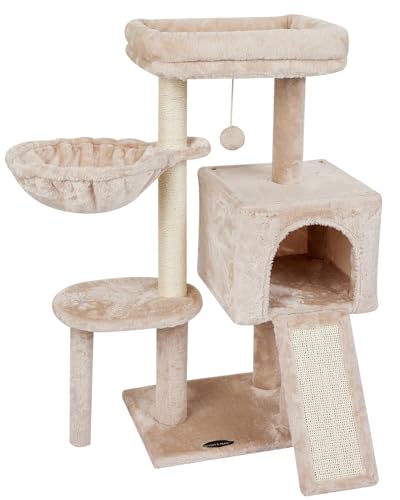 Cute Cat Tree Kitten Cat Tower Condo Furniture Scratching Posts Hammock - color: Beige