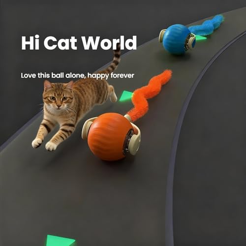 Interactive Cat Toys for Indoor Cats,Automatic Moving Kitten Toys,Cat Balls - color: 1 Blue +1 Orange