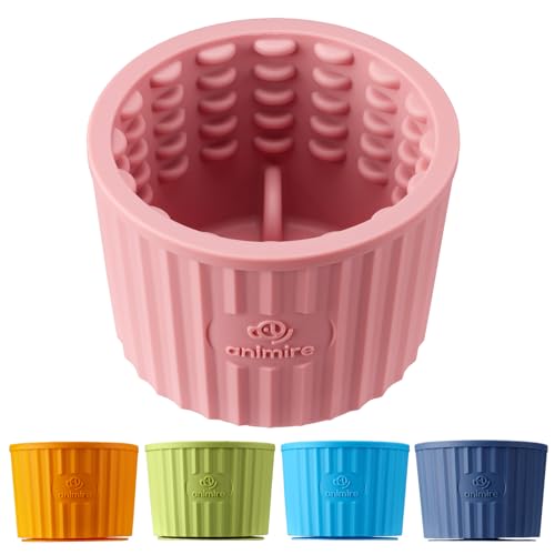 Dog Lick Bowl, Anxiety Relief Dog Licking Mat Freezer Treat Dispenser, Non-Slip Anti-Choking Silicone Slow Feeder Lick Bowl for Small Medium & Large Breed Dogs, BPA Free(Pink,S) - color: Pink, size: S