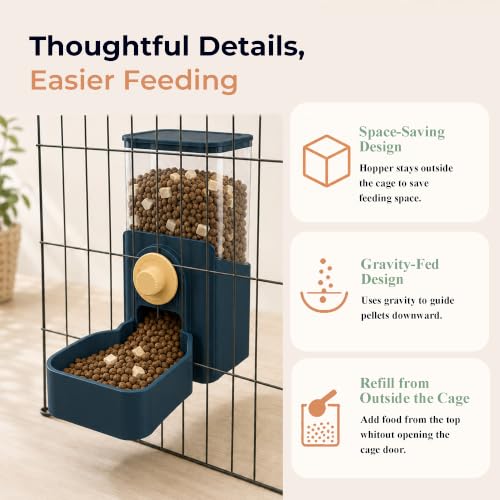 41 oz Hanging Gravity Feeder for Small Animal Cages Rabbit & Guinea Pig - color: Dark Blue