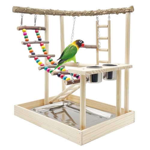 Hamiledyi Bird Playground Wooden Parrot Perch Stand Cockatiel Playground