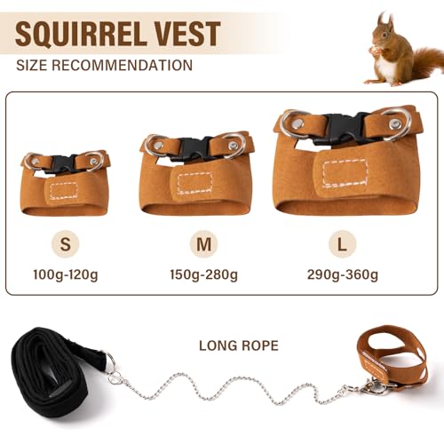 3Pcs Rat Harness and Leash, Small Animal Training Walking Vest Leash Adjustable Traction Rope Strap for Squirrel Gerbil Chinchilla Rat (Brown) - color: Brown