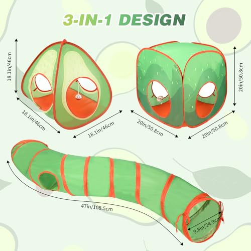 Rypet Cat Toy Tunnel and Cubes Bundle, Play Tubes for Indoor Cats, Green - color: Green