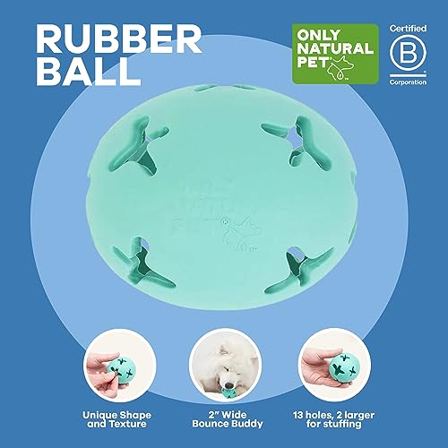 Only Natural Pet Rubber Boredom Buster Treat Stuffer Dog Toys - Interactive Stuffable Feeder Dispenser Fillable Durable Play Puppy Medium Large XS Chew Pup Hide Holder Easy Refill -RubberBall/Teal - color: Teal
