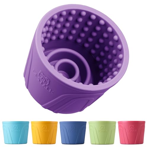 Dog Lick Bowl, Bestalk Anxiety Relief Slow Feeder Dog Lick Mat Treat Dispenser, Non-Slip Dog Licking Bowl Dog Enrichment Toys for Small Medium and Large Breed Dogs, BPA Free Silicone(Purple,M-L) - color: Purple, size: M-L
