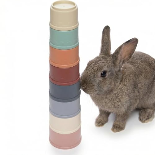 8Pcs Stacking Cups for Rabbits – Small Animal Nesting Toys