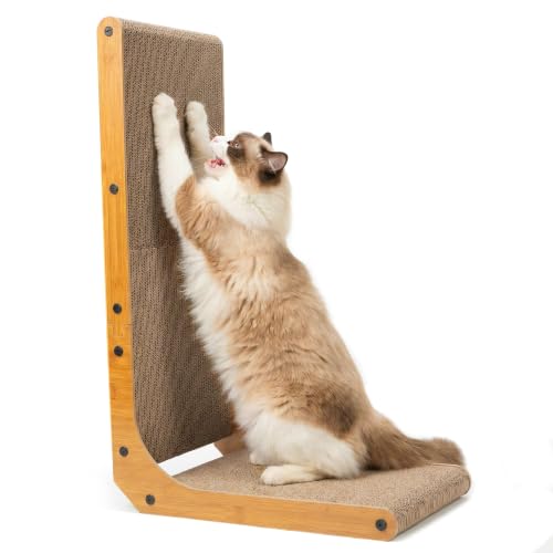 PatiencET L Shape Cat Scratcher, 26 Inch Cardboard Scratch Pad - size: L shape-1 Pack