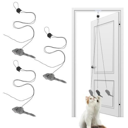 3PCS Cat Toys Door Adjustable Hanging Mouse for Indoor Cats