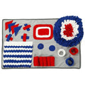 Pet Life ® 'Sniffer Snack' Multiple Treat Hiding and Engaging Pet Snuffle Mat Interactive Slow Feeding Dog Mat - color: Grey Red and Blue