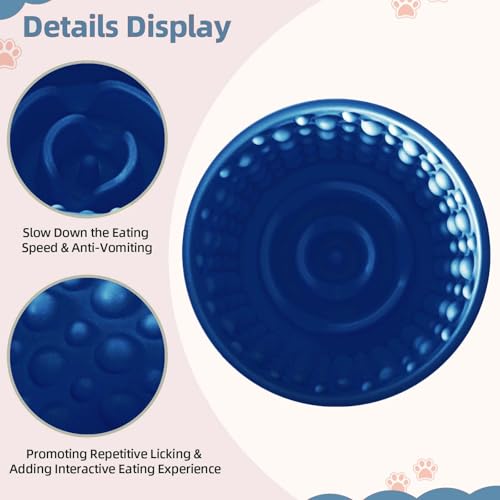 Dog Lick Bowl, Non-Slip Freeze Slow Feeder Small Medium, 1.6 Cup - color: Dark Blue
