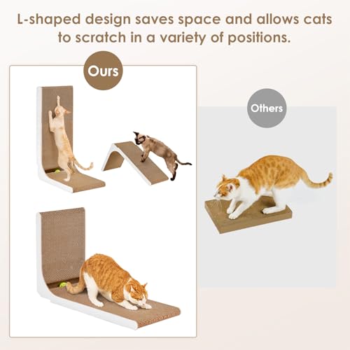 EHEYCIGA Cardboard Cat Scratcher for Indoor Cats, 19 Inch, White - color: White, size: 11.4x9.75x19
