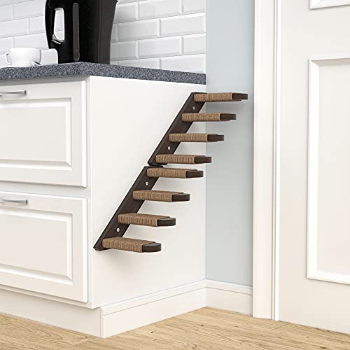 Cat Steps - Solid Rubber Wood Cat Wood - Wall Mounted Cats Shelves - color: Brown
