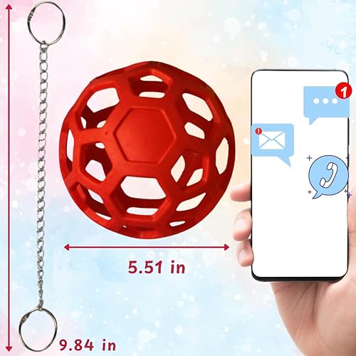 5.5in Turtle Feeder Ball with Chain, Hanging Tortoise Treat Ball, Turtle Enrichment Toys, Turtles Hay Feeding Balls, Foraging Food Toy for Small Pet Rabbit Guinea Pig, Tortoise Accessories (Red, L) - color: Red, L