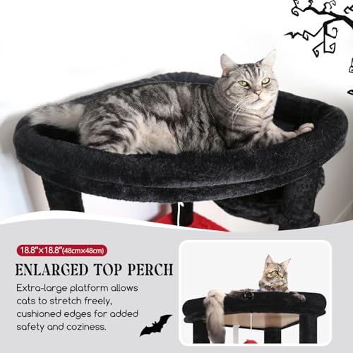 Globlazer 74in Gothic Heavy Duty Cat Tree Tower for Indoor Large Cats, S74 - color: Red Black