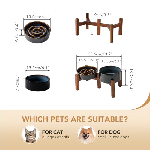 Havniva Raised Slow Feeder Dog Bowls, Elevated Dog Bowls Slow Feeder Set - color: 2 x Starry Sky + Stand - A, size: S- 6.1inch / 0.9 Cups