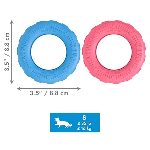 KONG Puppy Tires, Natural Rubber Teething Toy, for Small Puppies, Pink - color: Pink, size: Small (Pack of 1)