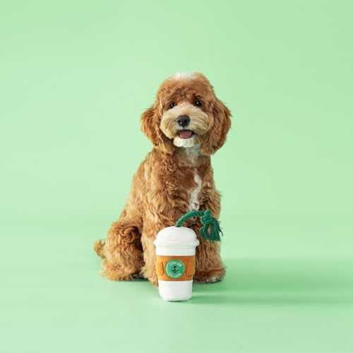 CHEWFFON Squeaky Dog Toy, Interactive Plush Tug & Treat Toy - style: Pupcoffee