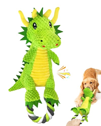 Jeefome Interactive Squeaky Dog Chew Toy,Plush Dog Rope Toys for Small Medium and Large Dogs,Tug of War Dog Toys to Keep Them Busy,Training Reward Gift,Teeth Cleanin - color: Light Green