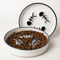 Ceramic Cat Bowls Set, Whisker-Friendly Feeding Dishes, Wet & Dry Food, 2-Pack - color: 2PCS Black Plates