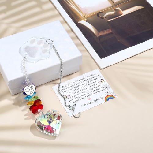 Dog Memorial Gifts for Loss of Dog, Dog Loss Memorial Suncatcher - color: Clear Cat Paw