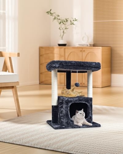 SYANDLVY 27IN Cat Tree for Indoor Cats Large Adult, Modern Activity Tower - color: Smoky
