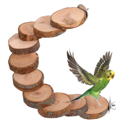 Balacoo Parrot Ladder, Bird Platform Perch, Hamster Platform, Parakeet Cage Toy, Bird Cage Natural Wood Ladder, Standing Perch (10 Steps)