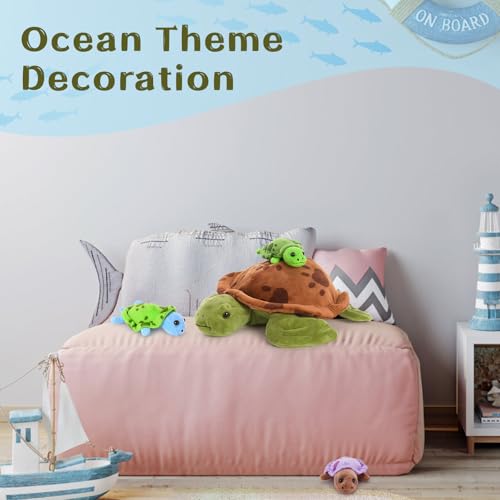 Muiteiur 4 Pcs Sea Turtle Stuffed Animals with Babies Inside, Turtle Plush - style: Turtle