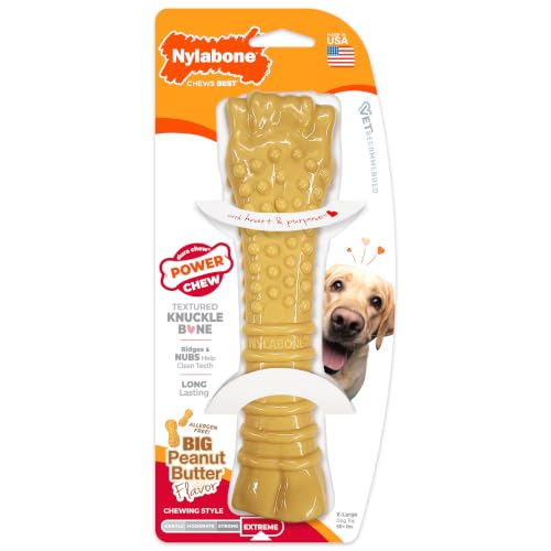 Nylabone Power Chew Textured Bone Dog Toy, Peanut Butter Flavor, X-Large - size: X-Large
