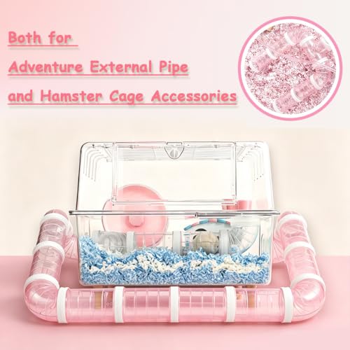 2 Hamster Tubes Kits, DIY Hamster Tunnel Adventure External Pipe - color: Pink