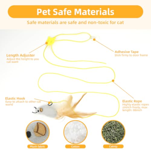 Tocirelo Hanging Cat Mouse Toy, Interactive Motion Activated Squeaky Mice - color: Grey-Mice