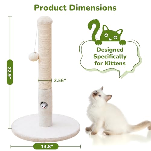 Woochpet Funny Cat Scratching Posts Sturdy Scratcher Posts 23'' Off White - color: Off White, size: 23‘’