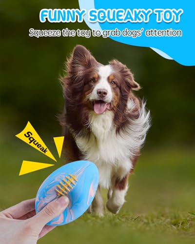 SCHITEC Dog Squeaky Ball Toys, Interactive Pet Balls for Fetch Play, Latex Rubber Football Toy for Medium Large Breed Dogs - size: For Medium/Large Dogs, style: Football