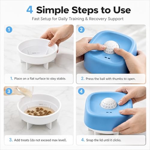 Dog & Cat Lick Bowl Slow Feeder with Rolling Ball, No-Spill Liquid Bowl for Bone Broth, Yogurt, Wet Food, Post-Op Liquid Diet, Calming Enrichment Toy for Dogs, Cats, Rabbits and Small Pets