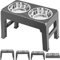 URPOWER Raised Dog Bowls 4 Height Adjustable Elevated Bowl Stand - color: Grey