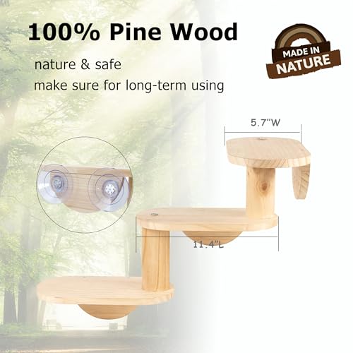 Cat Window Ladder, 3-Level Solid Pine Steps for Climbing and Bird Watching