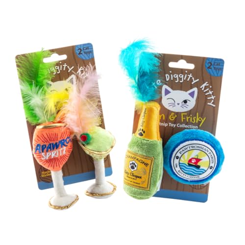 Haute Diggity Kitty Clicquot & Caviar + Kitty Cocktails Soft Plush Cat Toys - color: Multi - Kitty Clicquot Caviar + Apawrol Spritz