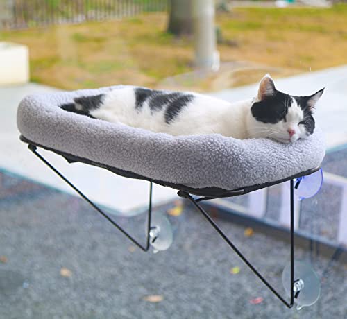 Zakkart Cat Window Perch, 100% Metal Supported from Below (Gray) - color: Gray