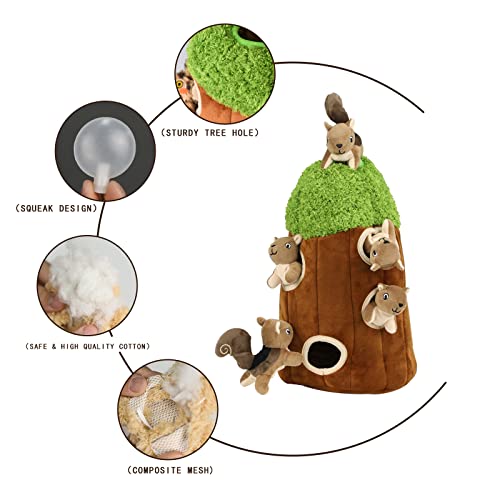Interactive Squeaky Dog Toys Squirrel Dog Toy, Stuffing Woodland Friends Burrow, Squeaky Plush Dog Toys for Small Medium Large Dogs Small Size (Large) - size: Burrow - Large, style: Squirrel