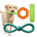 Interactive Multi-Functional Squeaky Dog Toy Set, Tough Rubber Teething Toy